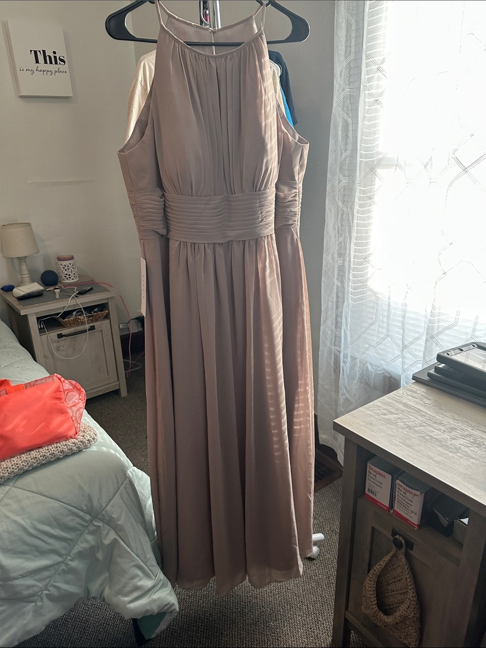 Sleeveless Pleated Maxi Dress in Taupe